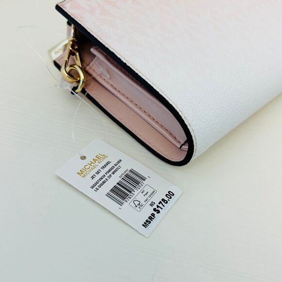 Michael Kors Wallet Jet Set Large Ombré Signature Logo Wristlet Powder Blush - Picture 3 of 4